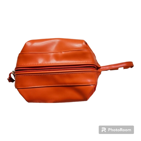 NWOT Abiudeng Makeup/Cosmetic/Travel Leather Orange Bag - Picture 3 of 8